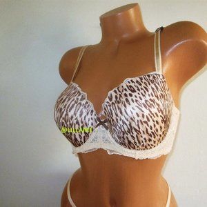 VICTORIA SECRET Dream Angels Lightly Lined Demi Bra 36DDD Leopard Smooth
